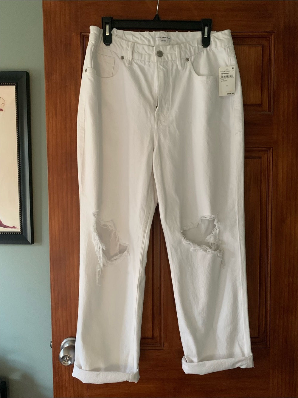 Good American White Relaxed Distressed Men’s Jeans